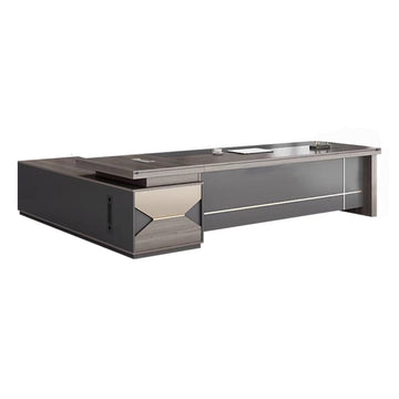 Modern Executive Desk with Side Storage & Lumbar Support for Home Office