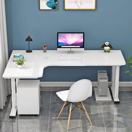 L-Shaped Office Desk 47-71 in Wide with Cable Management & Lumbar Support for Home Office