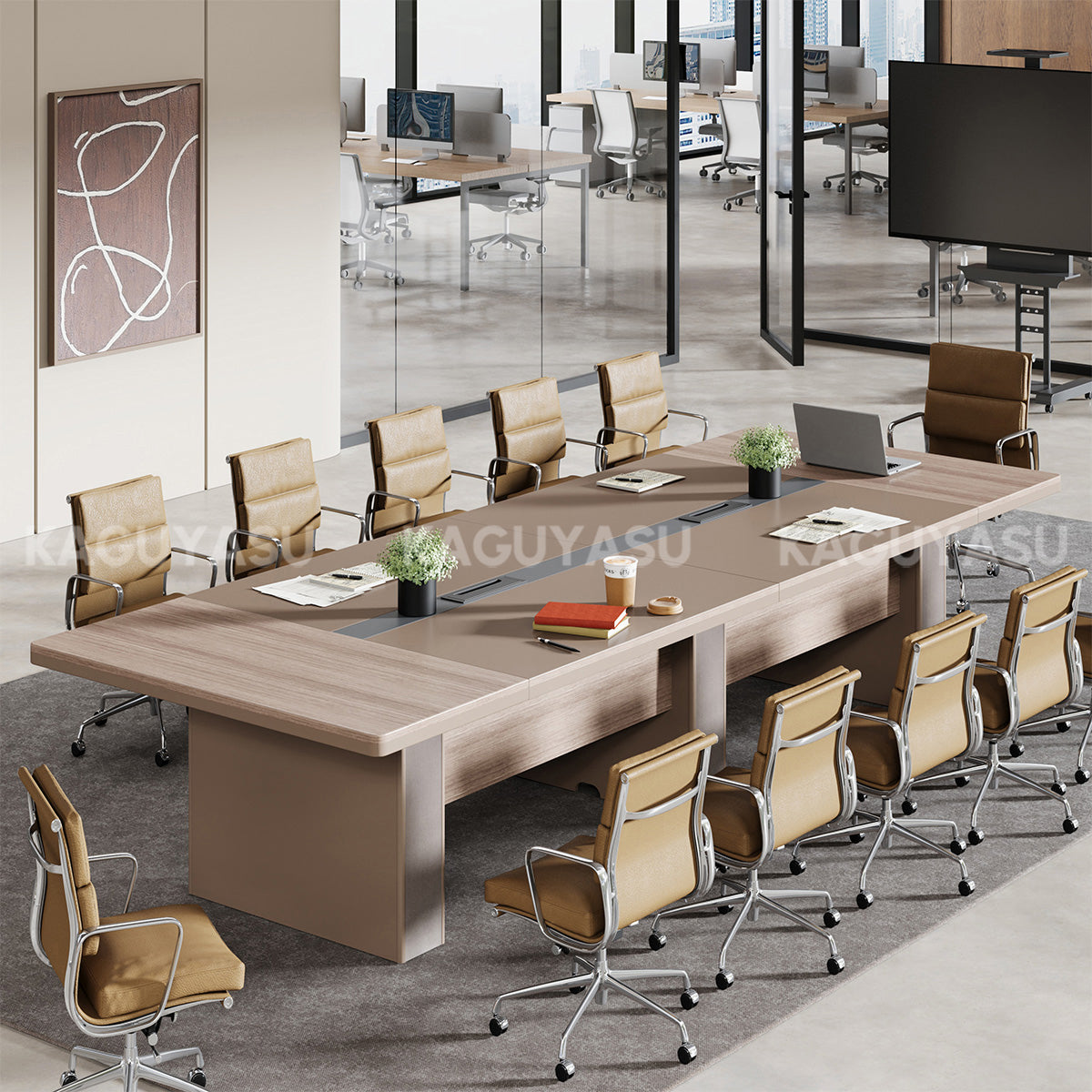 Rectangular Conference Table 142 in Wide (11.8 ft) with Cable Manageme