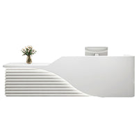 Modern Salon Reception Desk with Wood Grain Lattice Slat JDT-2144