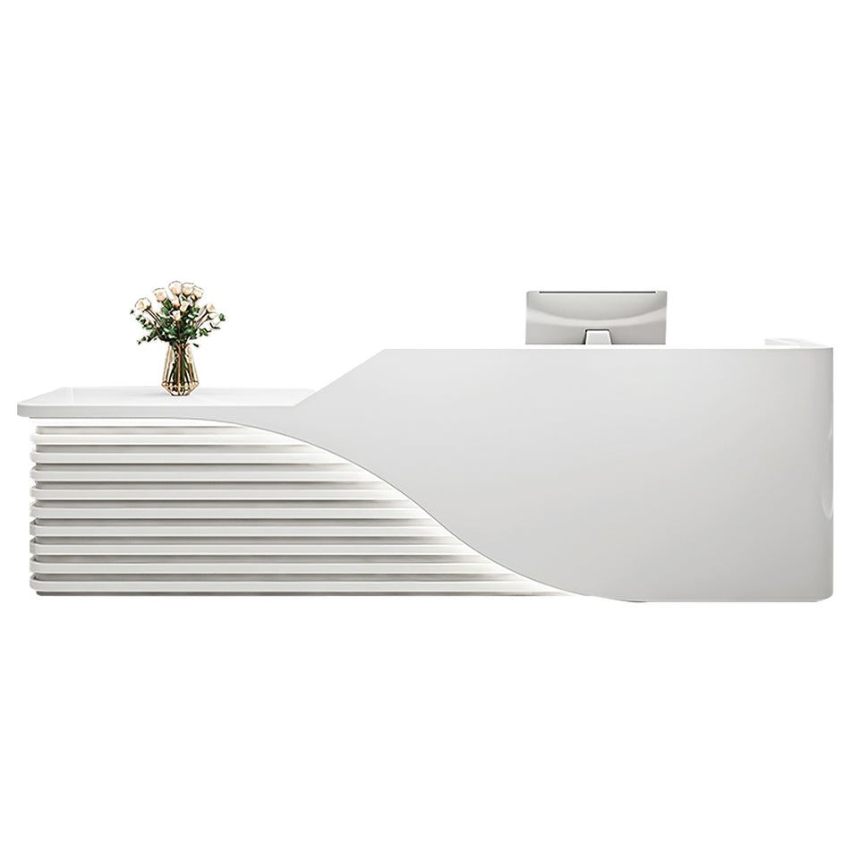 Modern Salon Reception Desk with Wood Grain Lattice Slat JDT-2144