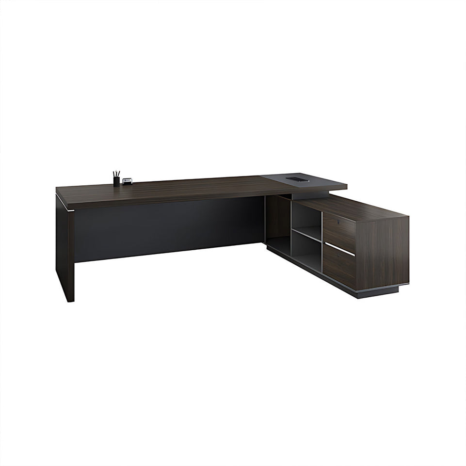 Modern L-shaped Executive Desk with Lockable Drawers and Cable Management for Managers LBZ-724-W (West Coast)