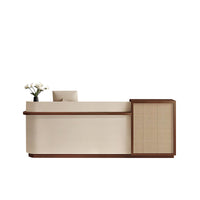 Natural Rattan Reception Desk Modern Office Furniture Storage Drawers JDT-2294