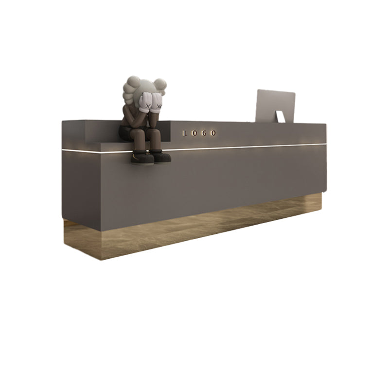 Color-Blocked Stainless Steel Front Desk with Keyboard Tray and 5 Drawers for Salon JDT-10163