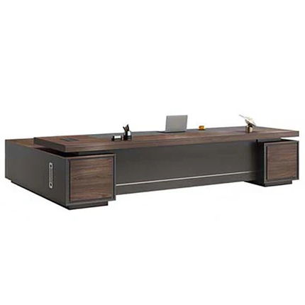 Color-Blocked L-Shaped Executive Desk with Combination Lock and Cabinet for Office LBZ-1027