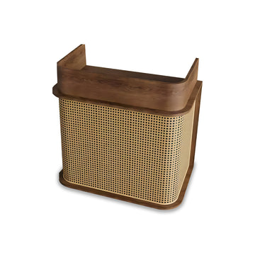 Small Rattan Reception Counter with Drawers and Storage Cabinet for Stores JDT-099（In Stock）