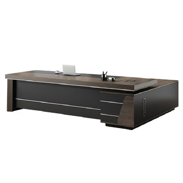 L-Shaped Executive Desk with Lockable, Side Storage & File Drawers for Home Office