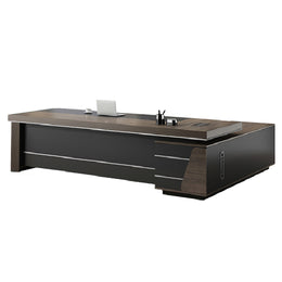 L-Shaped Executive Desk with Lockable, Side Storage & File Drawers for Home Office