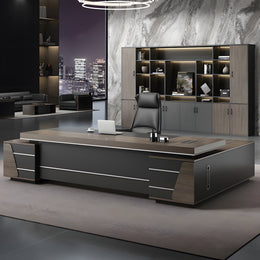 L-Shaped Executive Desk with Lockable, Side Storage & File Drawers for Home Office