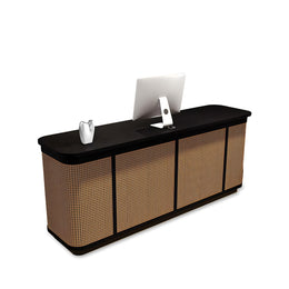 Curved Reception Desk 47-118 in Wide with Rattan & Lumbar Support for Hotel Lobby