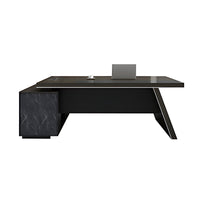 High-end Managerial Executive Desk With Marble Pattern and Side Cabinet LBZ-10198