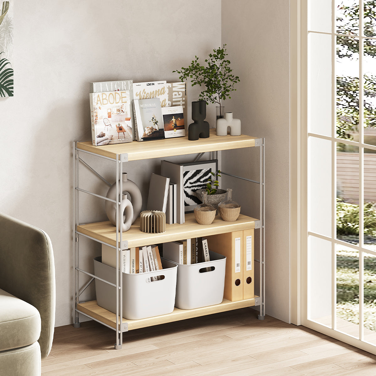 Modern Steel Frame Storage Rack with Adjustable Foot Pads for Living Room or Kitchen CWG-2077（In Stock）