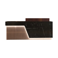 Executive Reception Desk – Black Marble & Fluted Wood with LED Accents JDT-780