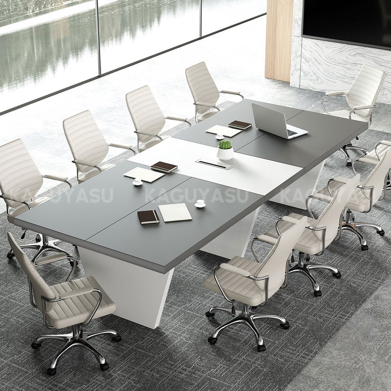 Modern Two-Tone Rectangular Conference Table with Architectural Legs MBS-HYZ-3002