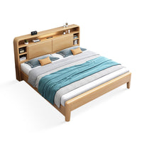 Solid Wood Bedroom Queen Bed with Storage Headboard (In Stock)