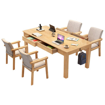 Modern Conference Table 63-71 in Wide (5.2-5.9 ft) with Solid Wood & File Drawers