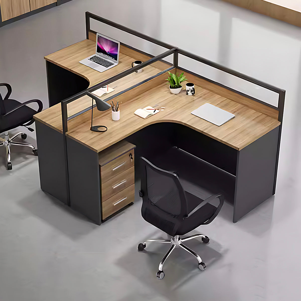 Modern Minimalist Office Desk – Two-Tone Office Workstation with Cable Management（副本） (In Stock)