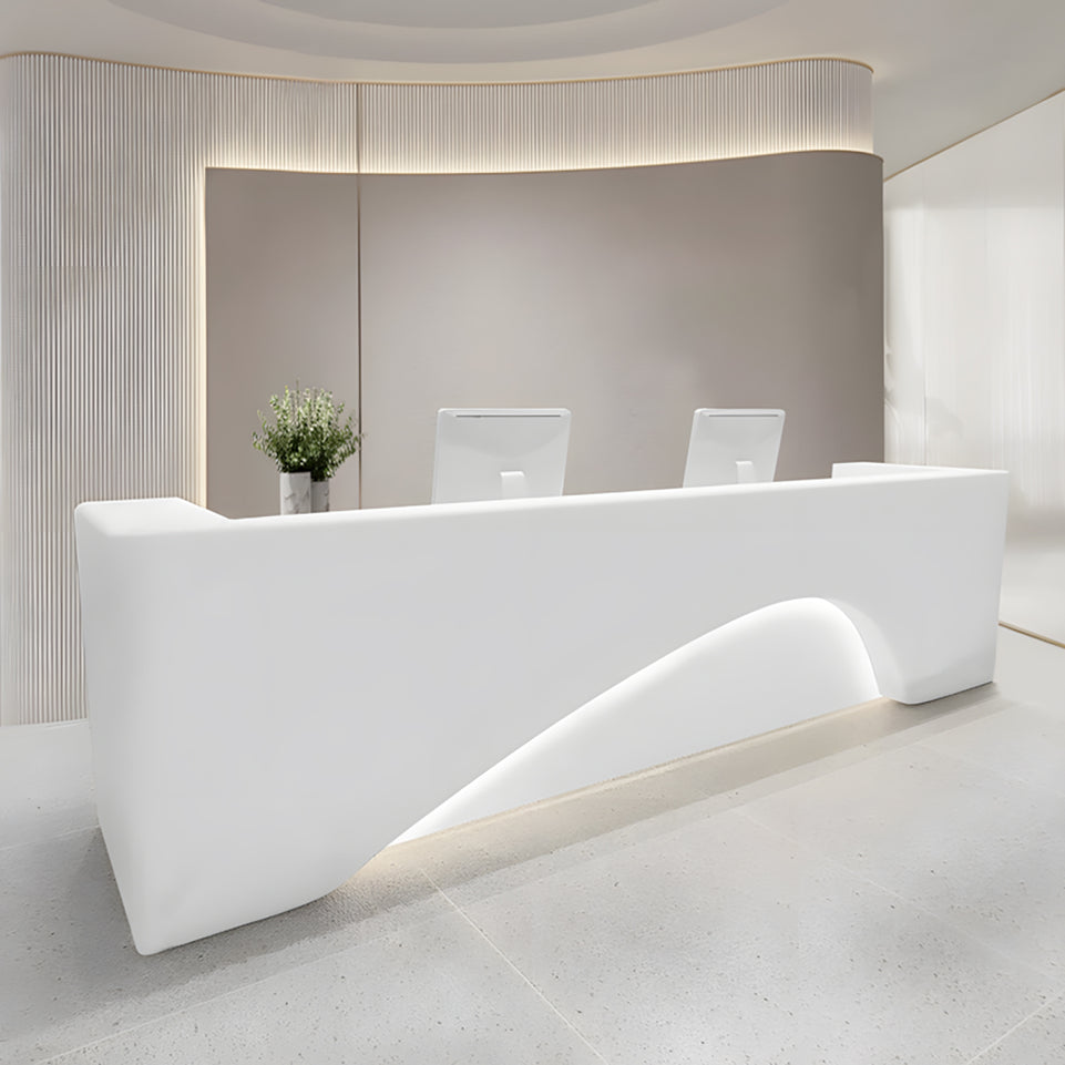 Curved Straight Fashion Front Desk with Keyboard Tray and Lockable Drawer for Offices JDT-1052