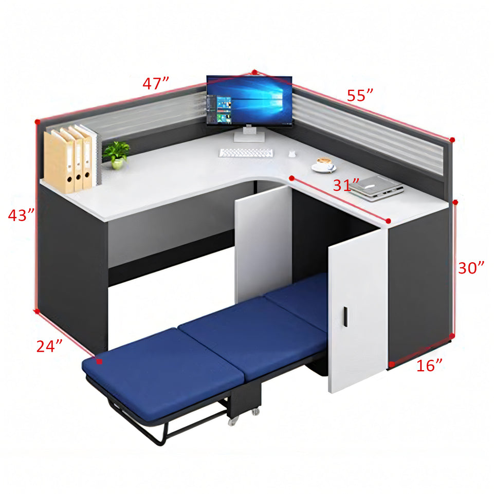 Versatile Workstation with Foldable Napping Bed – Modern Office Desk and Chair Combo  BGZ-K001