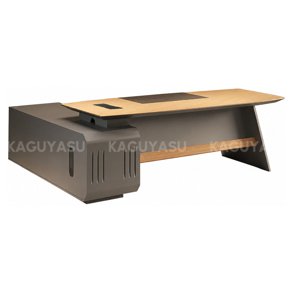 Luxury L-shaped Executive Desk with Integrated Side Cabinet