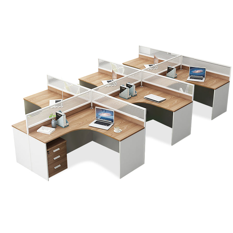Modern L-Shaped Office Desk with Screen Divider for Employee Workstations BGZ-222