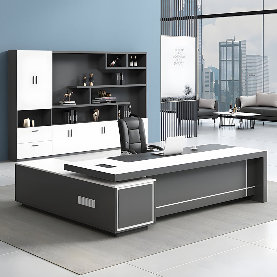 Enhance Your Workspace New Manager L Shaped Pure Office Desk and Chair Combination LBZ-109