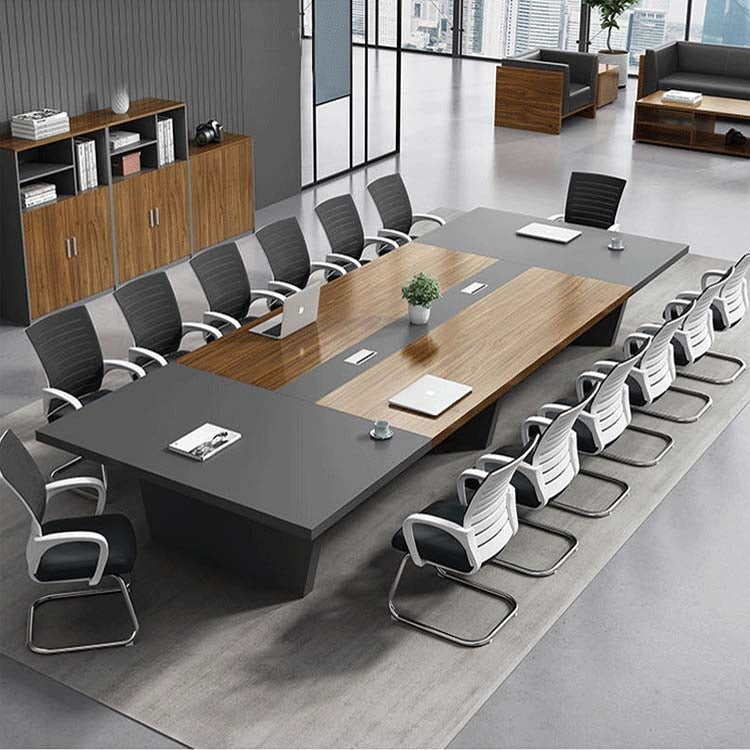 Rectangular Av Conference Table Spacious Rectangular Conference Table With Thick Panel Top And Cable M