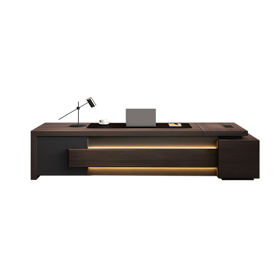 Executive Desk, With LED Strip Single Cabinet, L71" x W31" x H30", for executive office workspace, modern executive office furniture