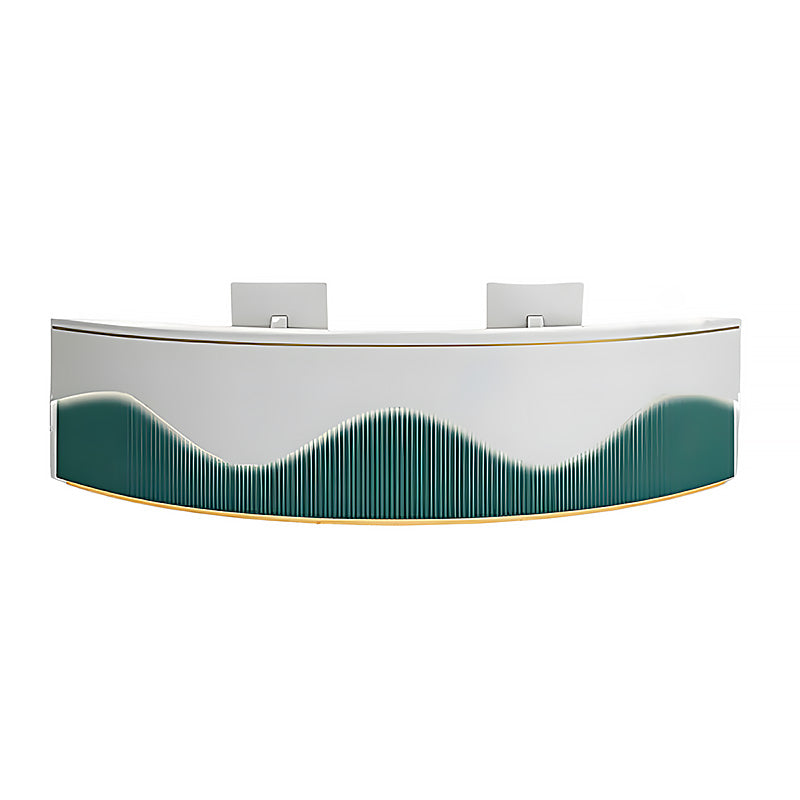 Curved Reception Counter with Keyboard Tray and Multiple Drawers for Salon and Clothing Store JDT-078