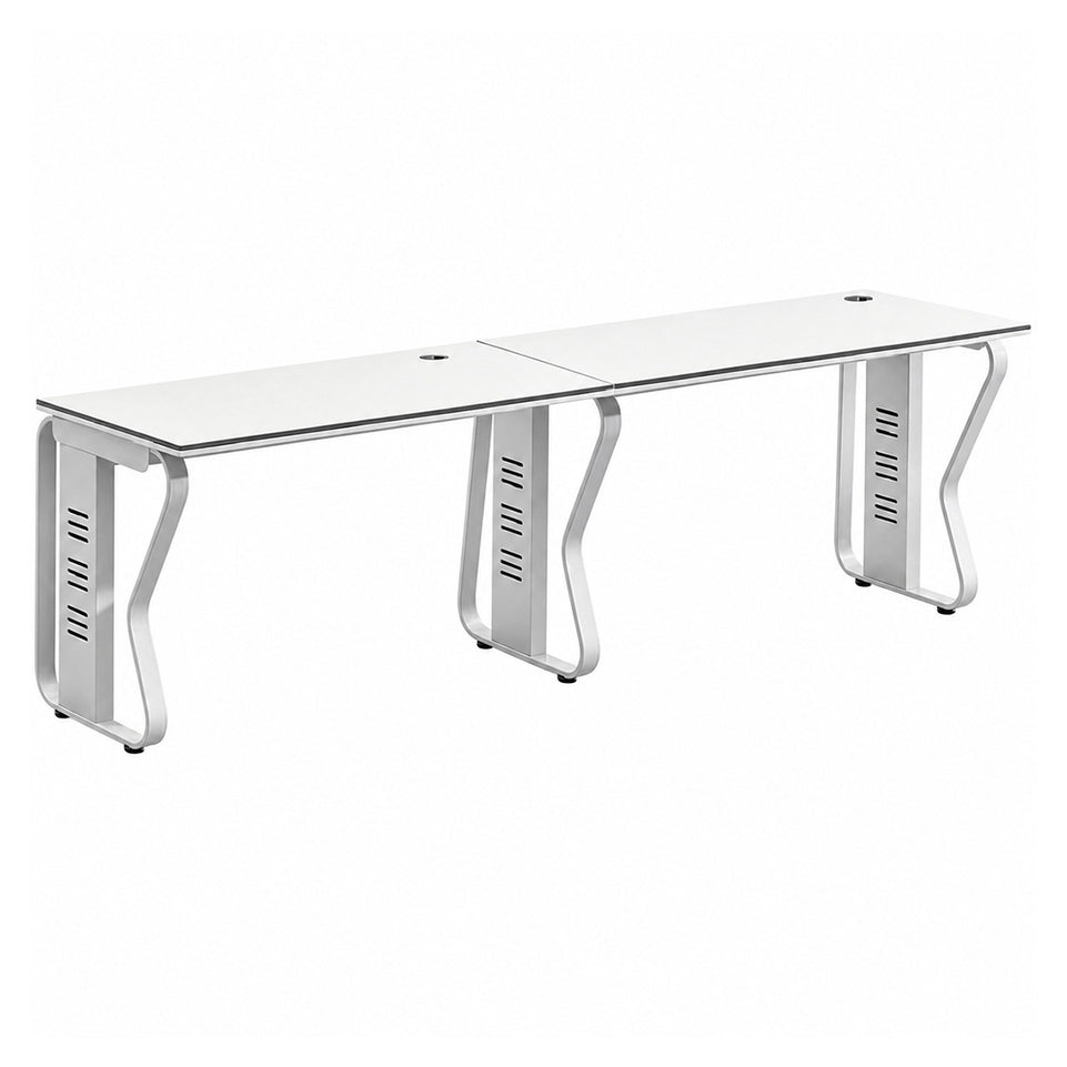Modern Workstation Desk with Privacy Panels, Cable Management and Mobile Storage