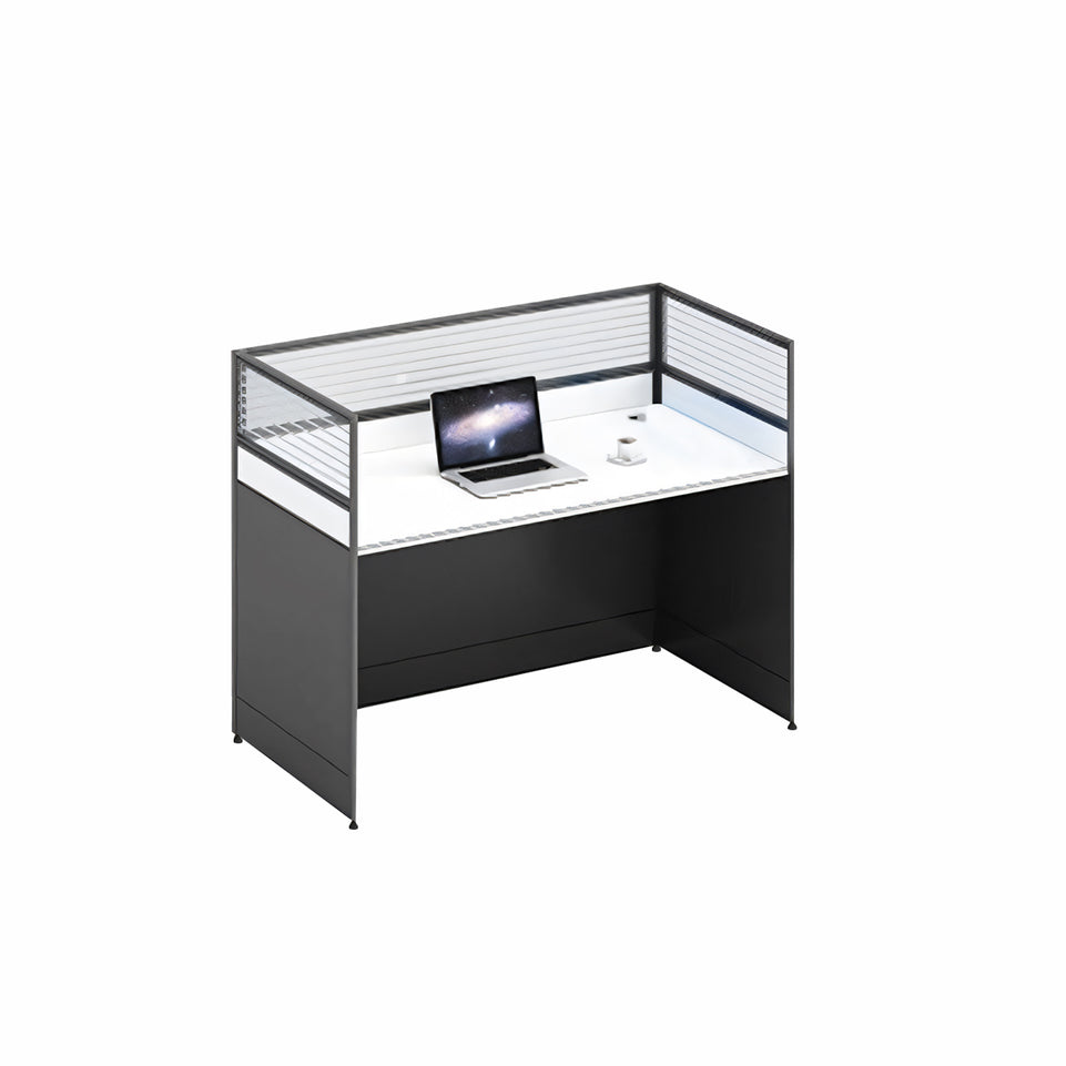 L-Shaped Office Desk and Chair Set with Screen, Modern Minimalist 4/6 Person Workstation BGZ-230