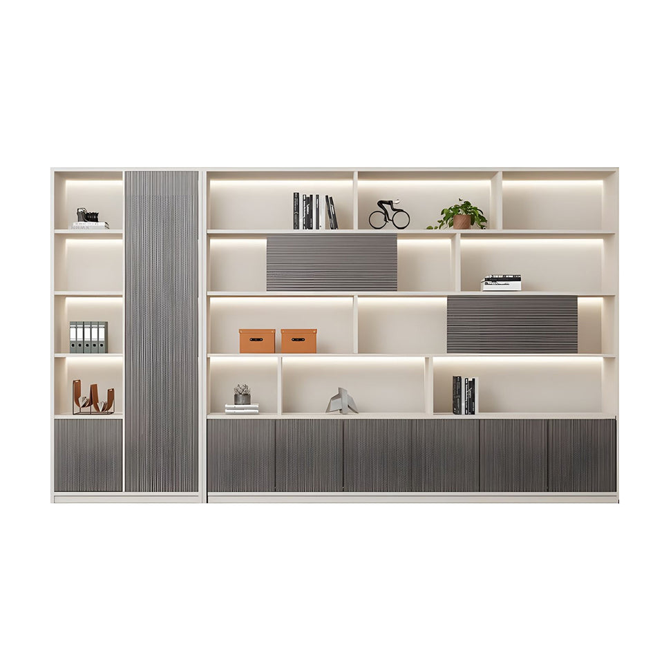Contemporary Executive Spacious Wooden Office File Cabinet with Hidden Storage and Press-to-Open Doors WJG-2179