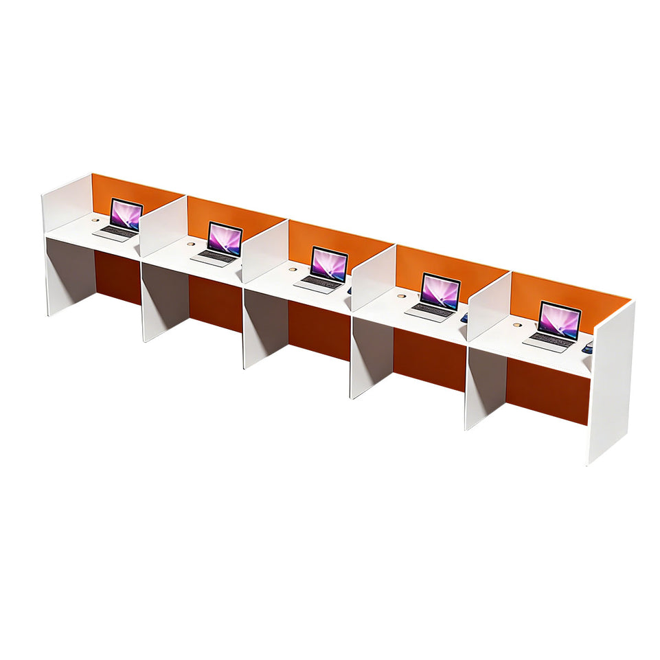 Modern Staff Office Desk with Privacy Dividers and Individual CPU Compartments BGZ-2099