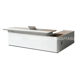 L-Shaped Executive Desk with Cable Management, Dual-Tone & LED Lighting for Home Office
