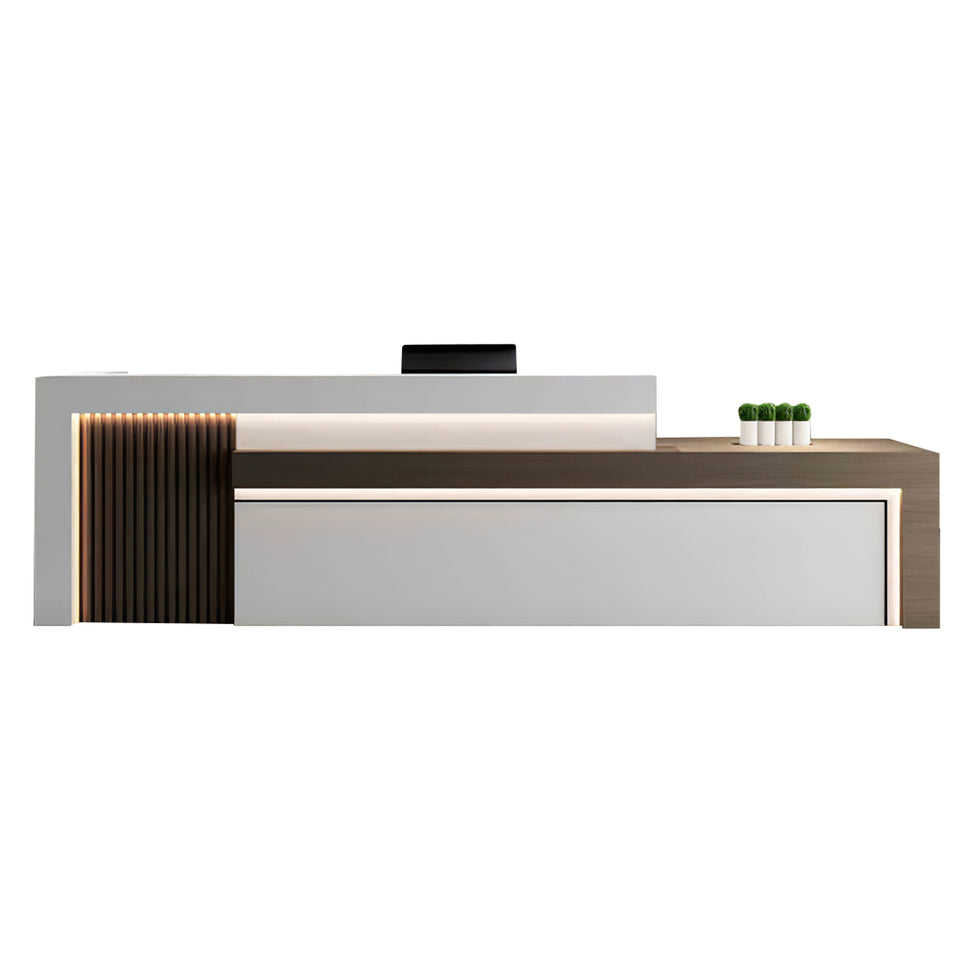 Salon Reception Desk 63-134 in Wide with LED Lighting & Transaction Counter for Salon