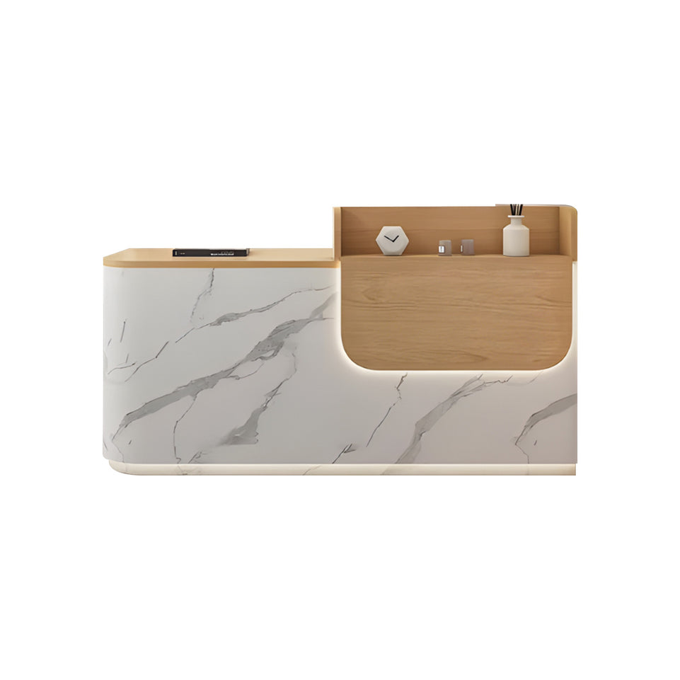 Elegant Stylish Reception Desk with LED Lighting and Ample Storage for Clothing Stores, Beauty Salons, and Small Offices JDT-2353