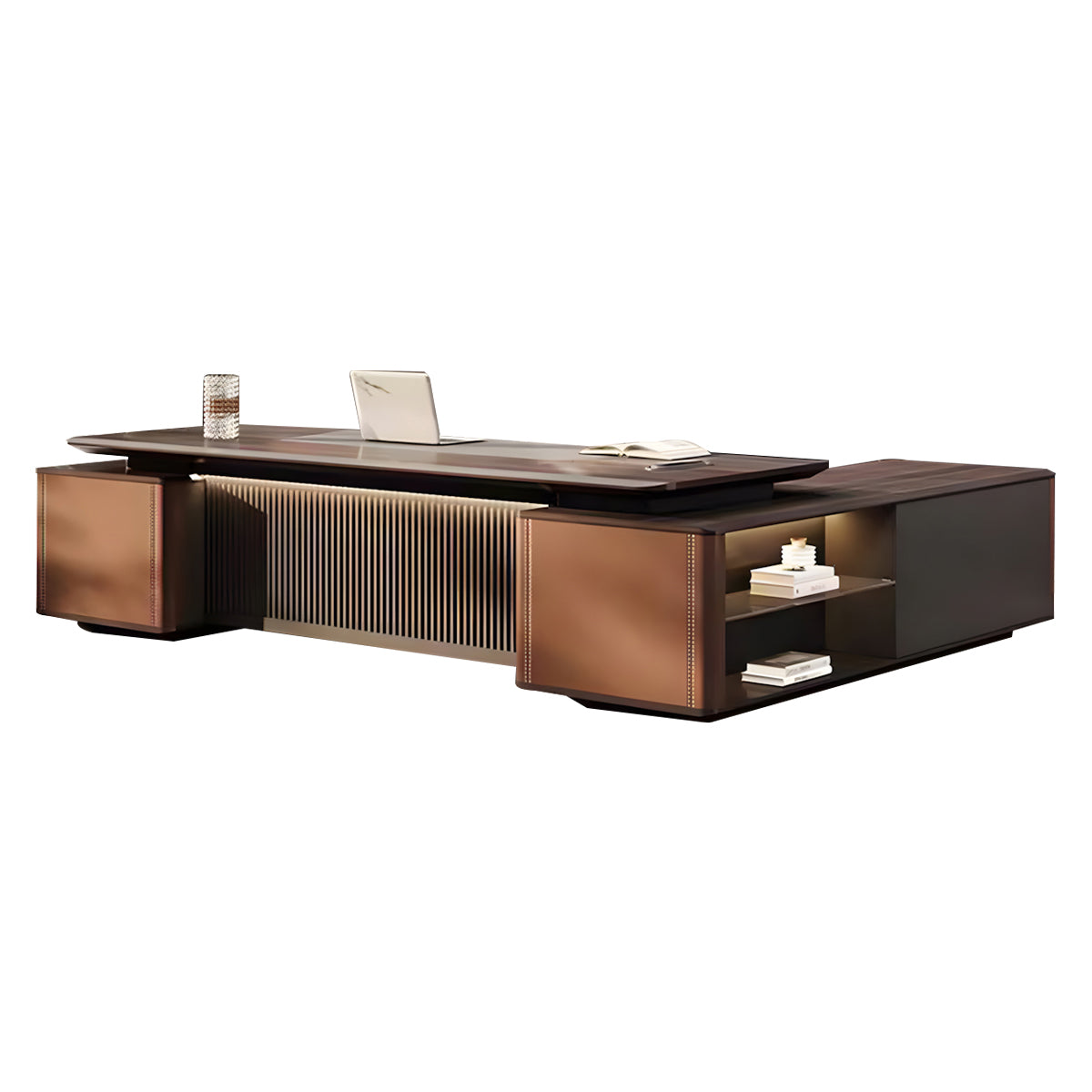 Modern L-Shaped Executive Desk with Side Cabinet for CEO Office LBZ-2283