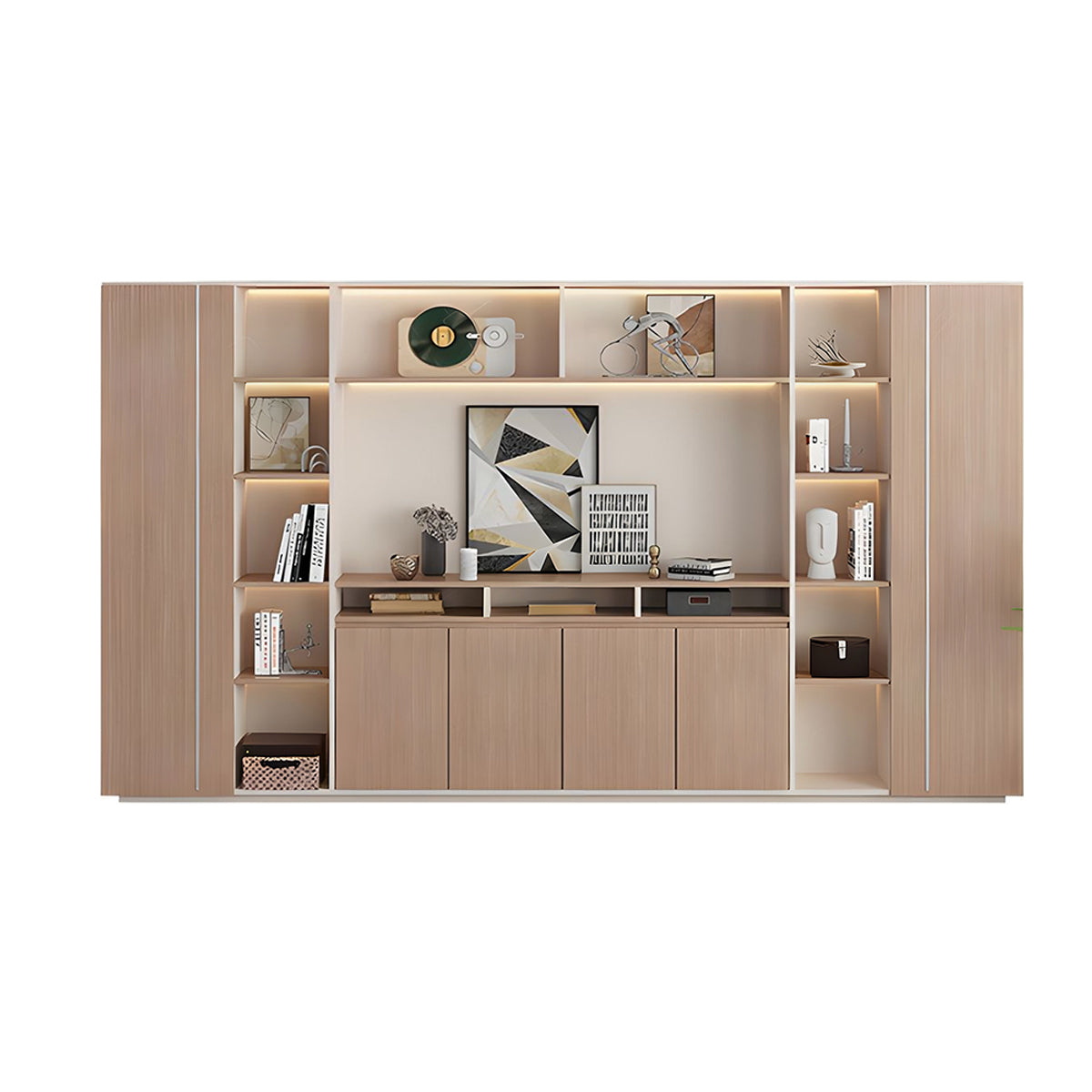 Premium Wooden Office File Cabinet with Open and Closed Storage for Executive Workspace WJG-2180