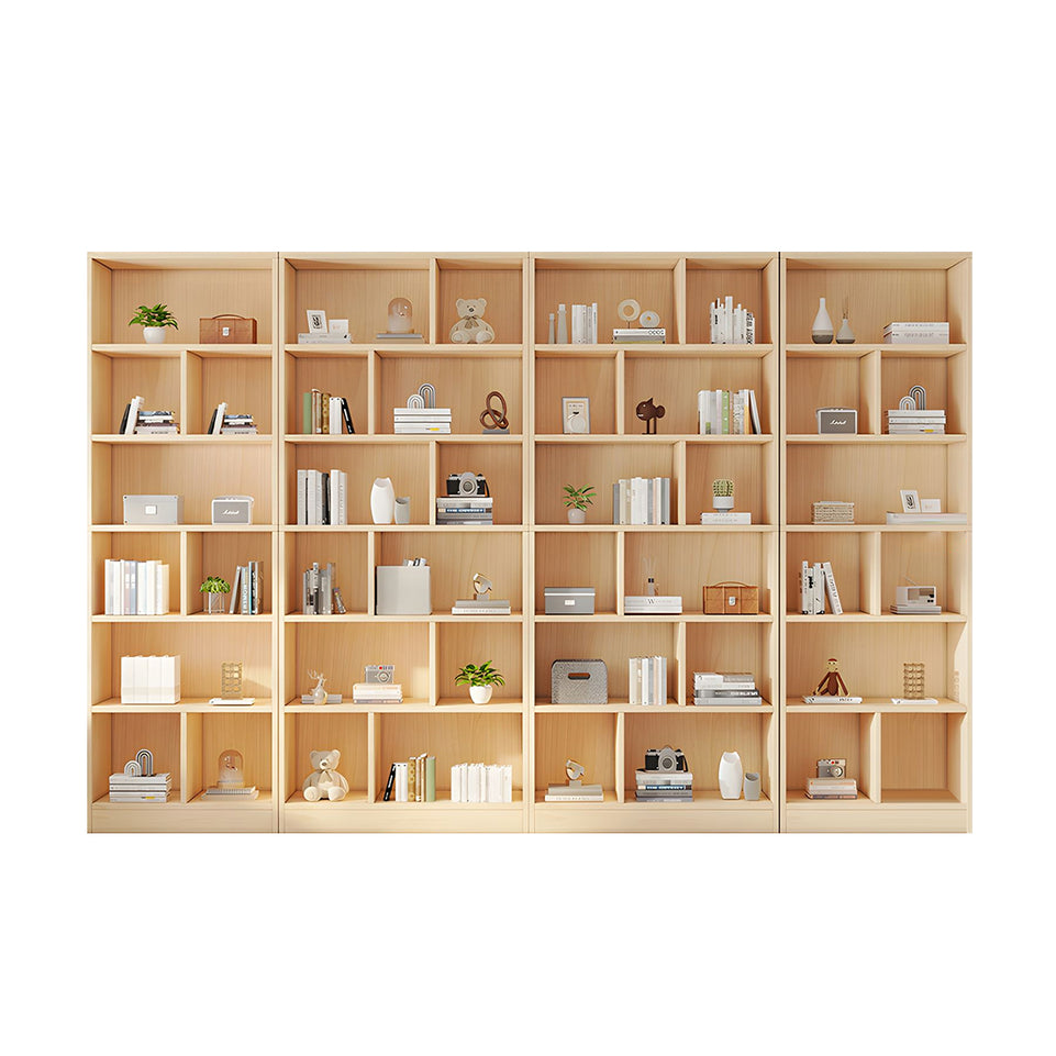 Spacious Floor-to-Ceiling Solid Wood Bookcase with Adjustable Shelves, Eco-Friendly Wood Cabinet for Home or Office CWG-2177