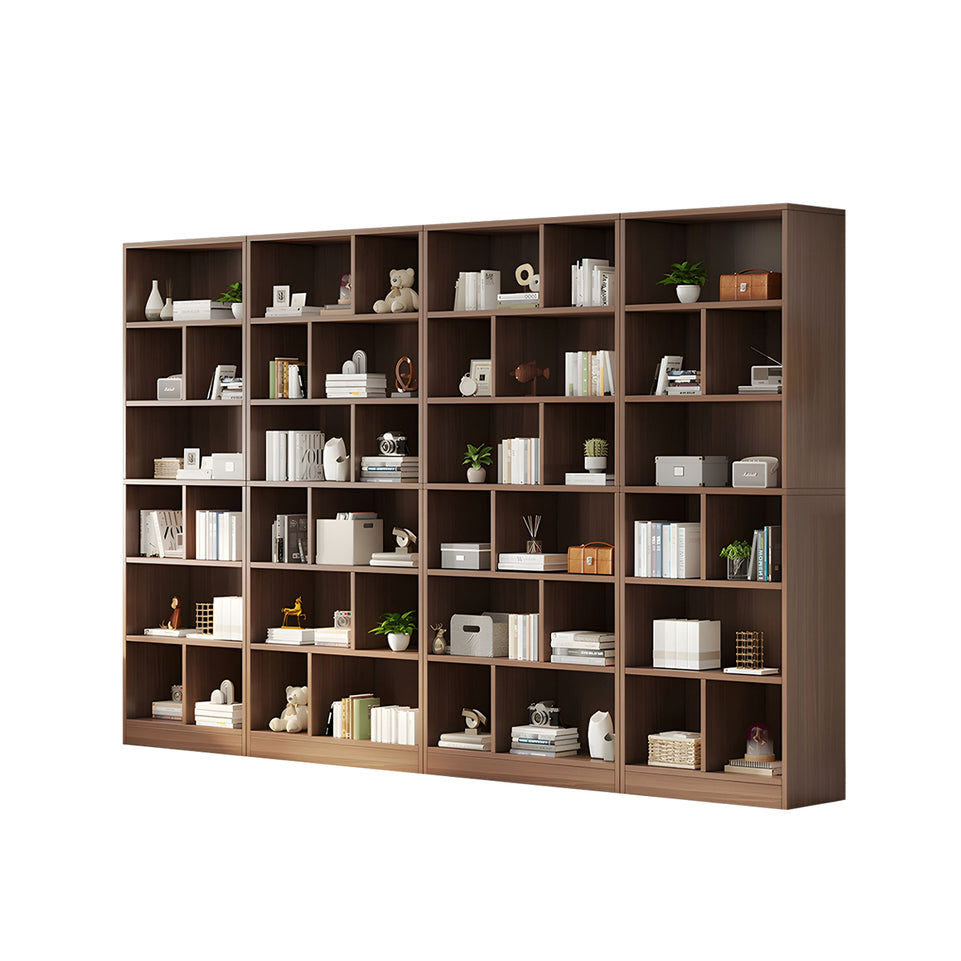 Spacious Floor-to-Ceiling Solid Wood Bookcase with Adjustable Shelves, Eco-Friendly Wood Cabinet for Home or Office CWG-2177