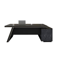High-end Managerial Executive Desk With Marble Pattern and Side Cabinet LBZ-10198