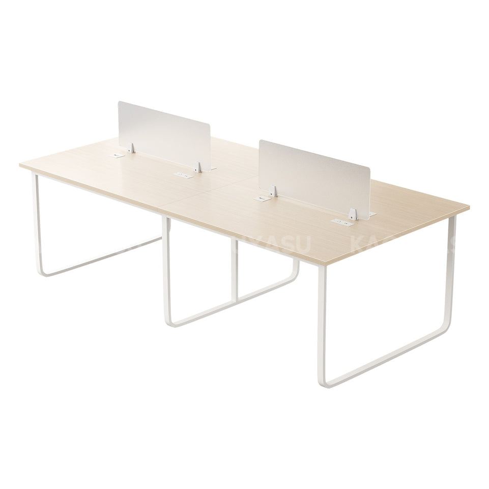 Professional 94" L Office Desk with Thick Durable Desktop, Privacy Divider Panel, Integrated Cable Management System & Reinforced Legs for Modern Workspaces