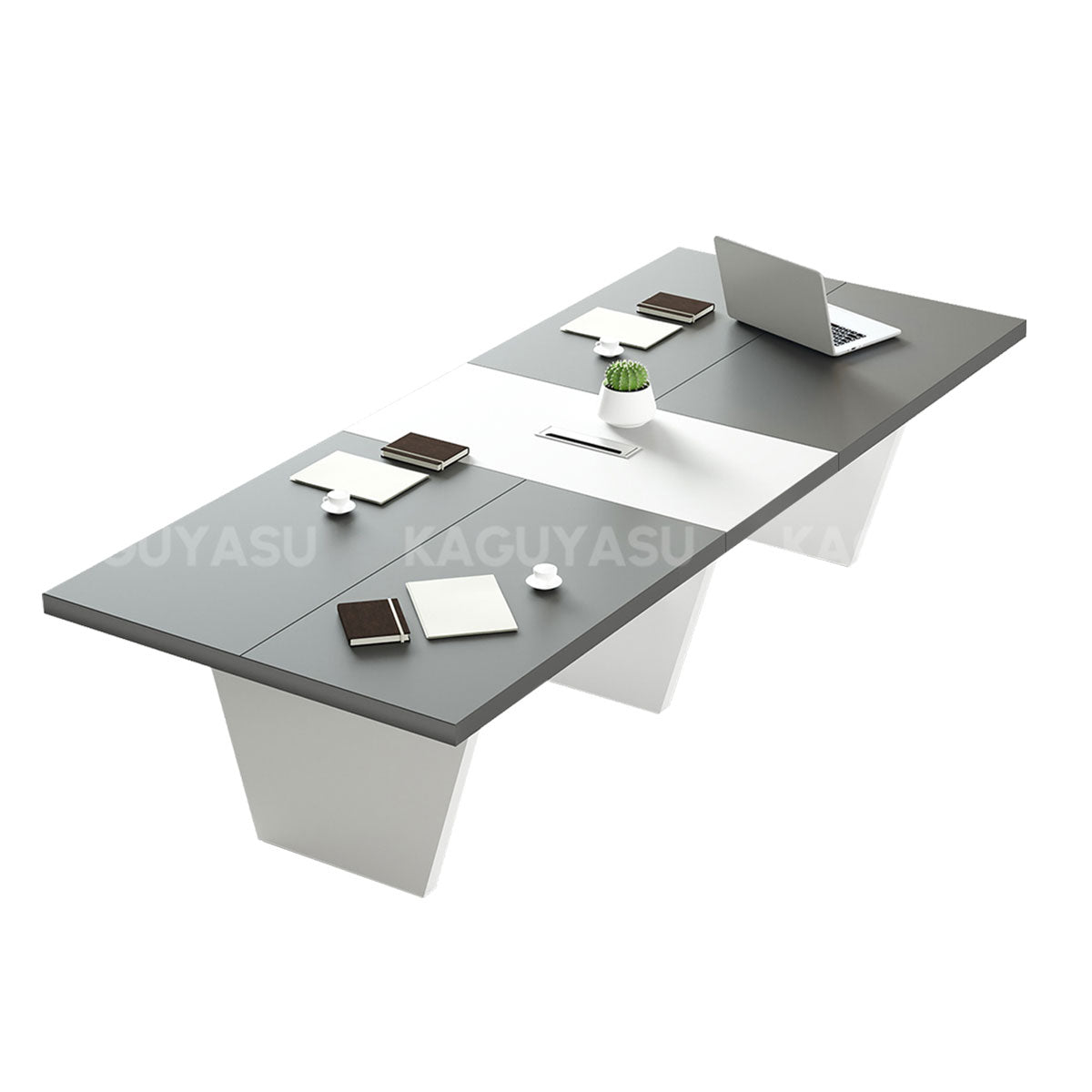 Modern Two-Tone Rectangular Conference Table with Architectural Legs MBS-HYZ-3002