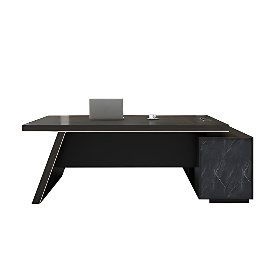 High-end Managerial Executive Desk With Marble Pattern and Side Cabinet LBZ-10198