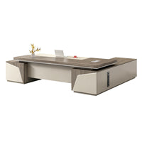 Modern Minimalist Executive Desk PC Ventilation Ports and Side Cabinet LBZ-10191