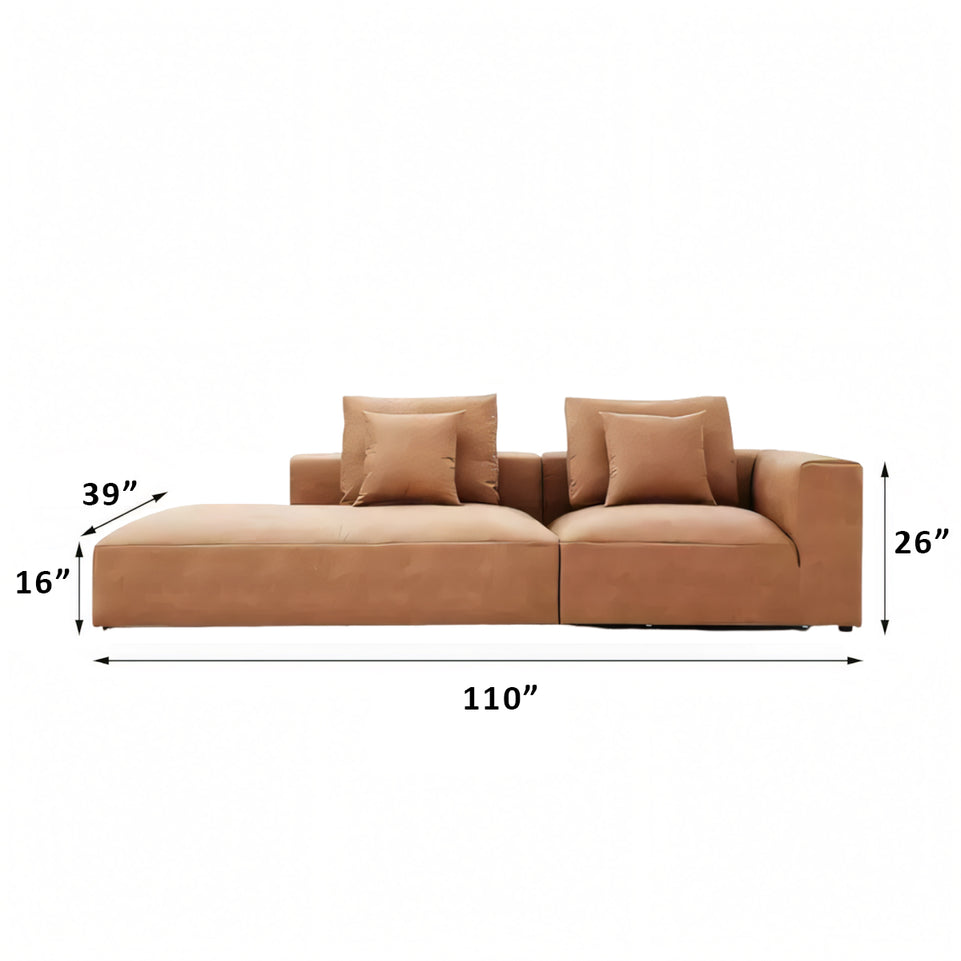 Italian Minimalist Tech Cloth Sectional Sofa Brown Chaise Lounge BSF-2005