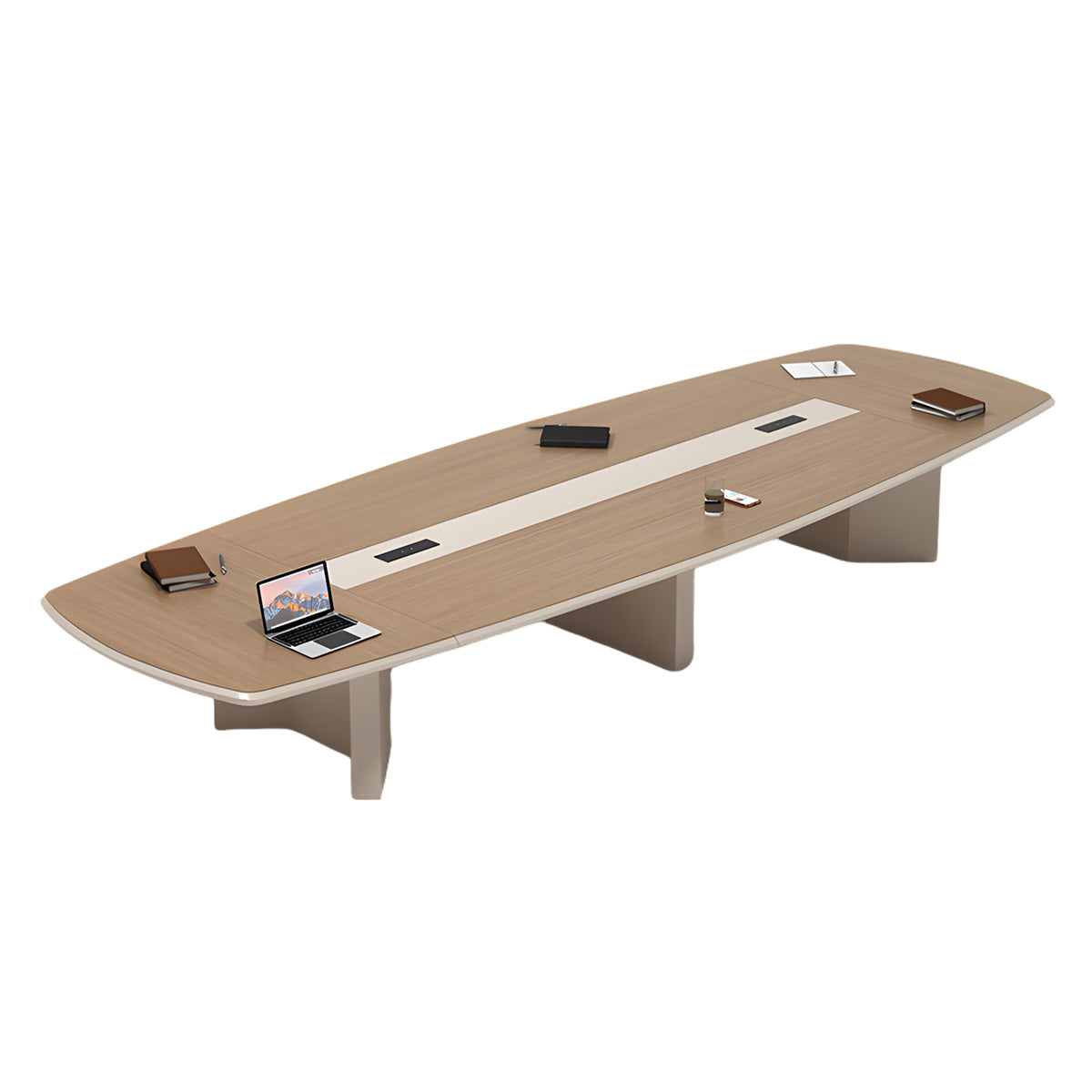 Sleek Modern Conference Table with Sliding Multimedia Cable Box for Offices and Meeting Rooms HYZ-2115