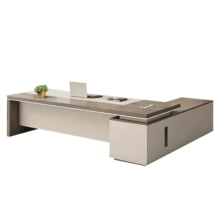 Elegant Executive Desk With Front Partition Computer Boss Desktop L Shaped Aesthetic Design LBZ-1030