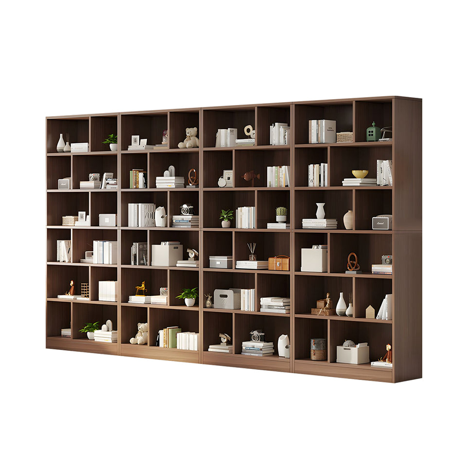 Spacious Floor-to-Ceiling Solid Wood Bookcase with Adjustable Shelves, Eco-Friendly Wood Cabinet for Home or Office CWG-2177