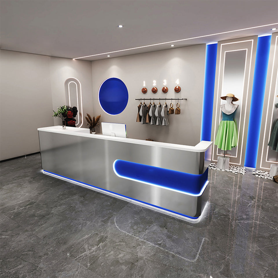 Graceful Arc and Light Luxury Reception Desk for Fashion Retail and Contemporary Hotel Setting JDT-1016